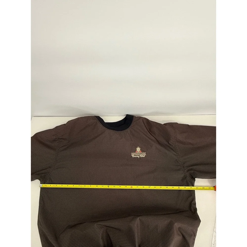 White‎ Fir Mens Brown Micro Check Golf Windshirt Inverness Country Club Sz L